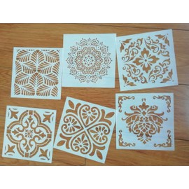 Mandala Reusable Stencil Set of 6 (6x6 inch) Painting Stencil, Laser Cut Painting Template for DIY Decor, Painting on Wood, Airbrush, Rocks and Walls Art(E)