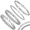 Mikqky Pack of 4 Men's Silver Cuban Bracelets, Curb Chain