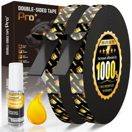 PHIXBEAR Heavy Duty Double Sided Tape Pro+ 2-Pack - Super Strong, High Temp Resistant, Removable No Residue - 0.4" x 39.4 FT Total, Black & Gold (Value Pack)