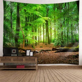 Lieson Tapestry Nature Forest 150 x 130 cm, Wall Towels Forest Nature Green Brown Tapestry Landscape Jungle Wall Hanging Tapestry for Bedroom Children's Room Dorm Wall Decoration