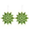 12pk Glitter Snowflake Hanging Decorations, Christmas Tree Snowflake Baubles/Ornaments (Lime