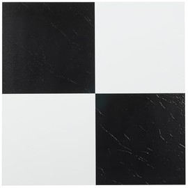Sterling Self Adhesive 12-Inch Vinyl Floor Tiles, 45 Tiles - 12" x 12", Black and White Pattern - Peel & Stick, DIY Flooring for Kitchen, Dining Room, Bedrooms & Bathrooms by Achim Home Decor