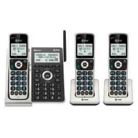 AT&T BL3107-3 3-Handset DECT 6.0 Cordless Home Phone with Bluetooth, Answering System, Smart Call Blocker, Extended Range, 2" Backlit Screen, Lighted Keypad with Big Buttons, Caller ID & Call logs