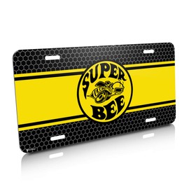 iPick Image for Dodge Super Bee Yellow Stripe Graphic Special Aluminum Metal License Plate for Decorative