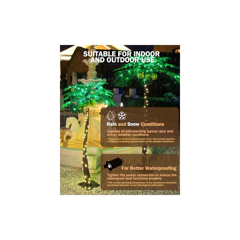 TYBEEU - Palmera iluminada de 2,1 m con 208 luces