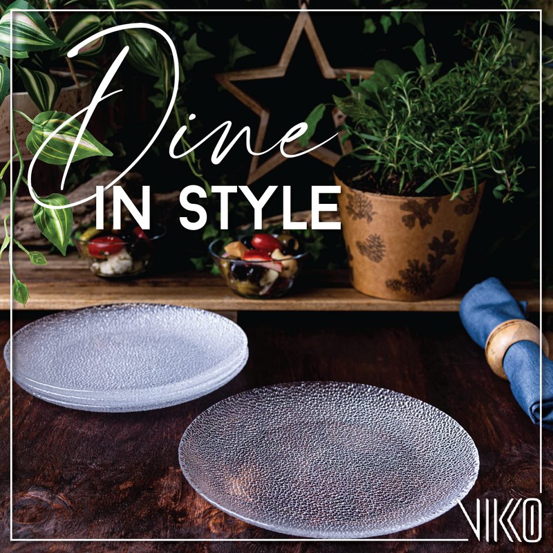 Vikko Salad Plate, Set of 6 Glass Plates, Dinner Plate,