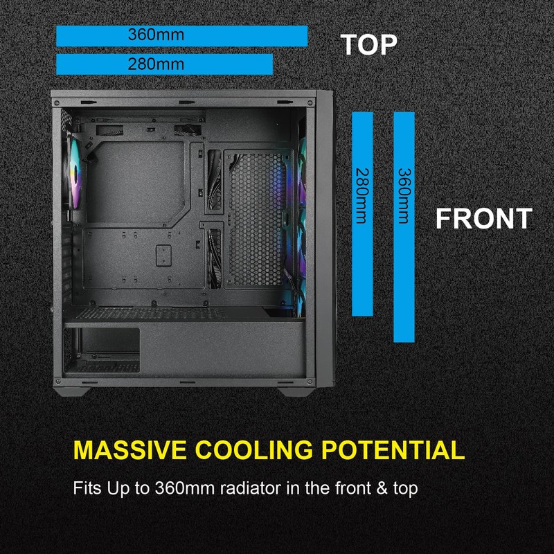 AZZA CSAZ-490 Torrent/Gaming/ATX Mid-Tower/Computer Case/Tempered Glass Panel