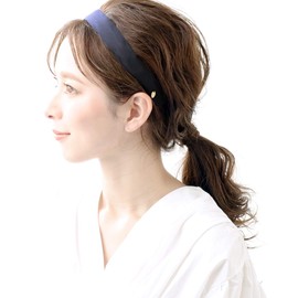 VINGTAINE HK-128A-NY Simple Grosgrain Headband, Office, Daily Hair Accessories, Navy