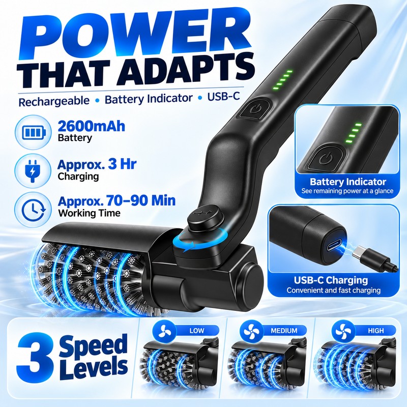 Electric Grill Brush Rechargeable, Cordless Rotary Grill Cleaner with Adjustable