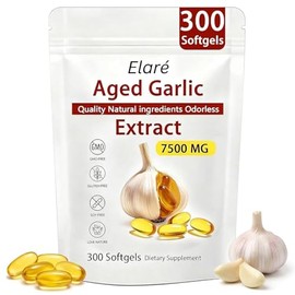 Elare Aged Garlic Extract - Odorless, Organic Garlic Extract Capsules | Heart & Immune Antioxidant Supplements, Vegetarian, All-Natural, Non-GMO, 300 Softgels