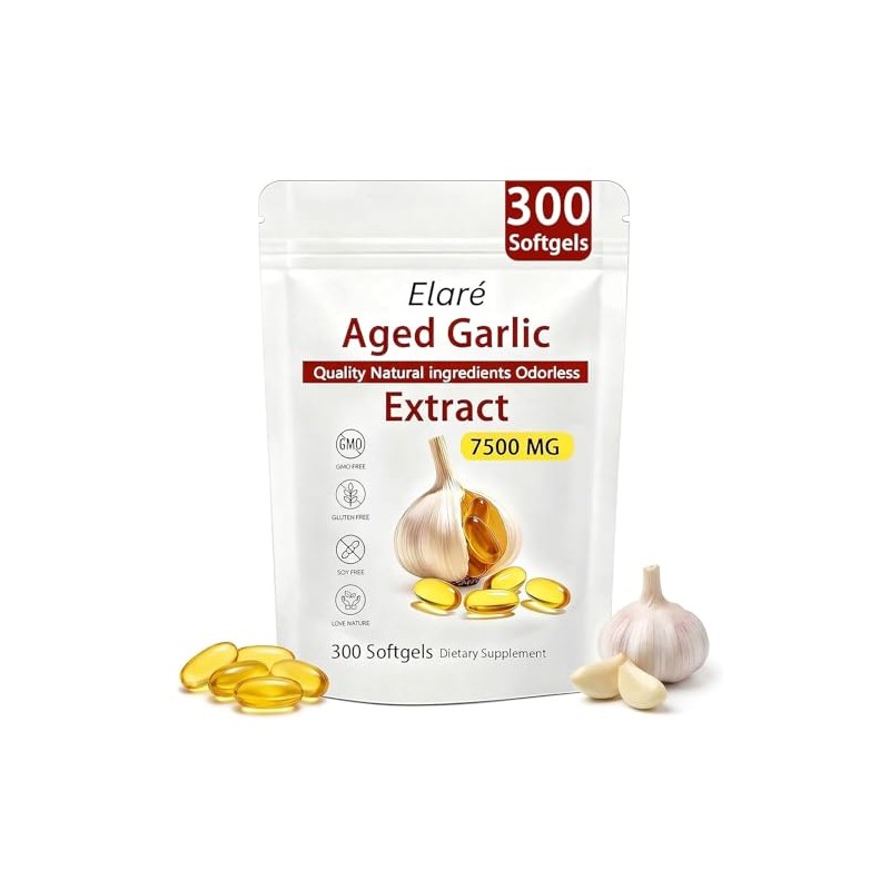 Elare Aged Garlic Extract - Odorless, Organic Garlic Extract Capsules