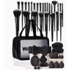 Set de 42 Brochas de Maquillaje Negro con Neceser, Esponjas,