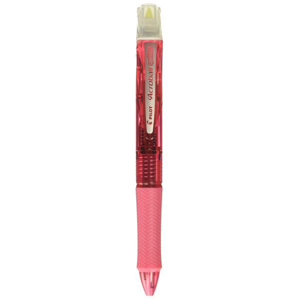 Pilot BKAS-60F-CPY 3色アクロボールペン 蛍光ペン付き アクロボールスポットライター付き ブラック/レッド/ブルーインク クリアピンクボディ イエロー蛍光ペン付き