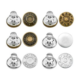 Desenda 6 Style Instant Button Pins for Loose Jeans, No Sew and No Tools Replacement Snap Tack Pant Button Reusable Adjustable Metal Jean Button Tightener Pins for Expand or Shorten Pants Waist
