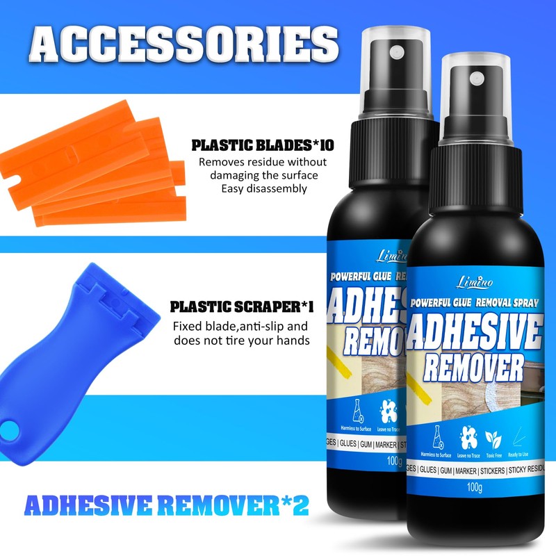 Adhesive Remover - 3.5oz*2 Surface Safe Rapid Glue Remover with