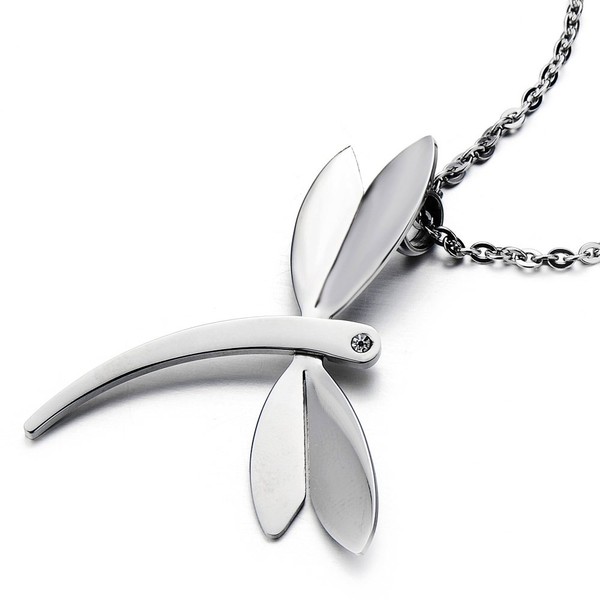 Lovely Dragonfly Pendant Necklace for for Ladies Stainless Steel with
