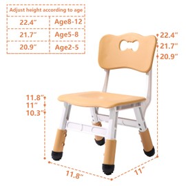 WHY TOYS Adjustable Kid Chairs Indoor 3 Level Adjustable Suitable for Children Age 2-6. Maximum Load-Bearing 220LBS Suitable for Family Classroom and Nursery Child Seat Set (2-Pack-Beige)
