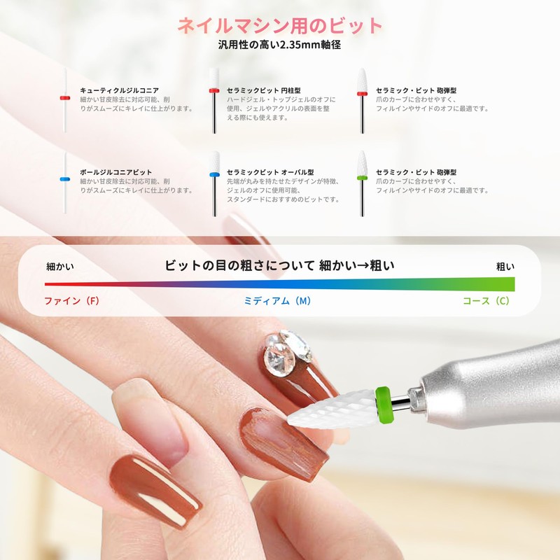 Annhua Nail Bit, Nail Machine Bit, 10 Types, Ceramic Nail