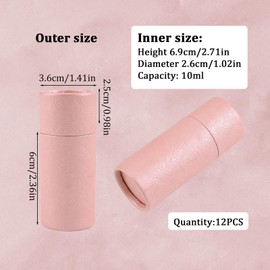 WANDIC Small Kraft Paperboard Tubes, 12 pieces Pink Round Kraft Paper Containers Paper Craft Tubes with Lids for Pencils little Ornaments Gift Packaging, Non-Push(10ml)