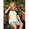 Haloumoning Boys Short Sleeve Raglan T Shirts Kids Basic Color-Block