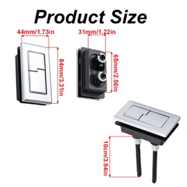 Toilet Tank Button Replacement Part Dual Flush Water Tank Switch Compatible with Most Bathroom Toilet Flush Systems (B3 Rectangle)