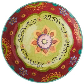 Tunisian Sunset 13.25" Ceramic Serving Bowl – 128 oz. Multicolor Pasta Bowl with Boho Floral Pattern, Large Decorative Dish for Entertaining, Salad, Fruit, or Rustic Kitchen Décor