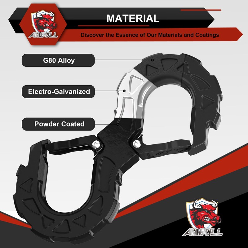 AMBULL 3/8 Tow Hook, Winch Hook for Off-Road Recovery, Towing