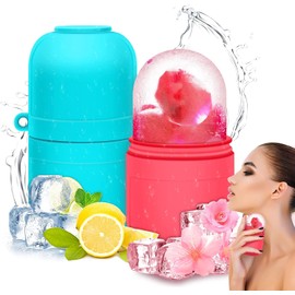 AURUZA 2PCS Ice Roller for Face and Eye, Ice Facial Roller Beauty Self Skin Care Tools Ice Holder Facial Cube Gua Sha Face Massage Ice Mold for Face Anti Wrinkle Tighten Skin Women Gifts