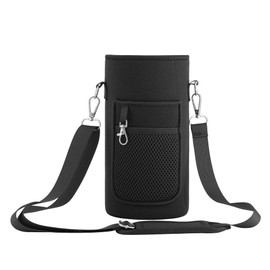 kwmobile Water Bottle Cover Bottle Holder Bottle Cover Water Bottle Holder with Shoulder Strap 23.5x11cm Neoprene Black