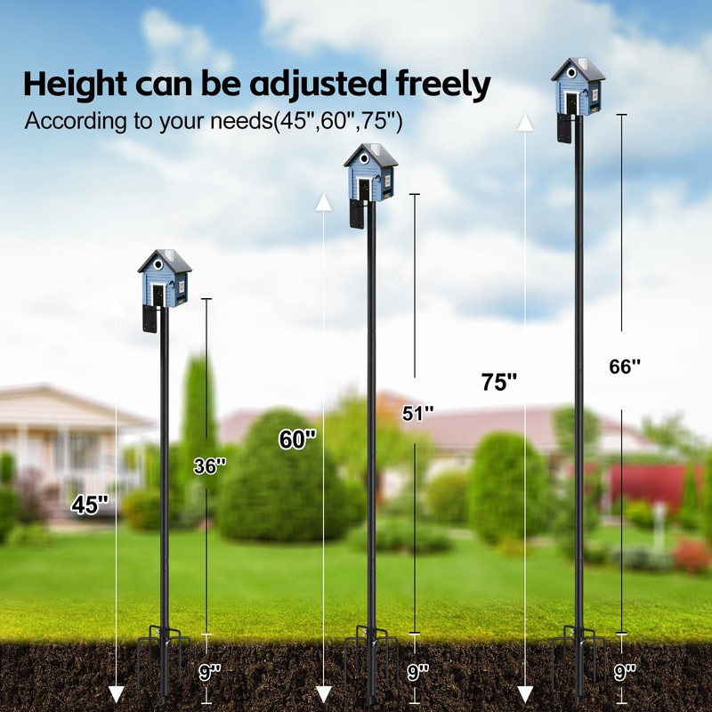 Bird Feeder Pole,75" Outdoor Bird House Pole Kit Stand with