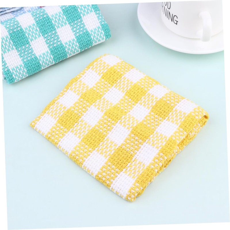 Baluue 8pcs Microfibre Dish Towels Plaid Pattern Cleaning Cloths Cotton