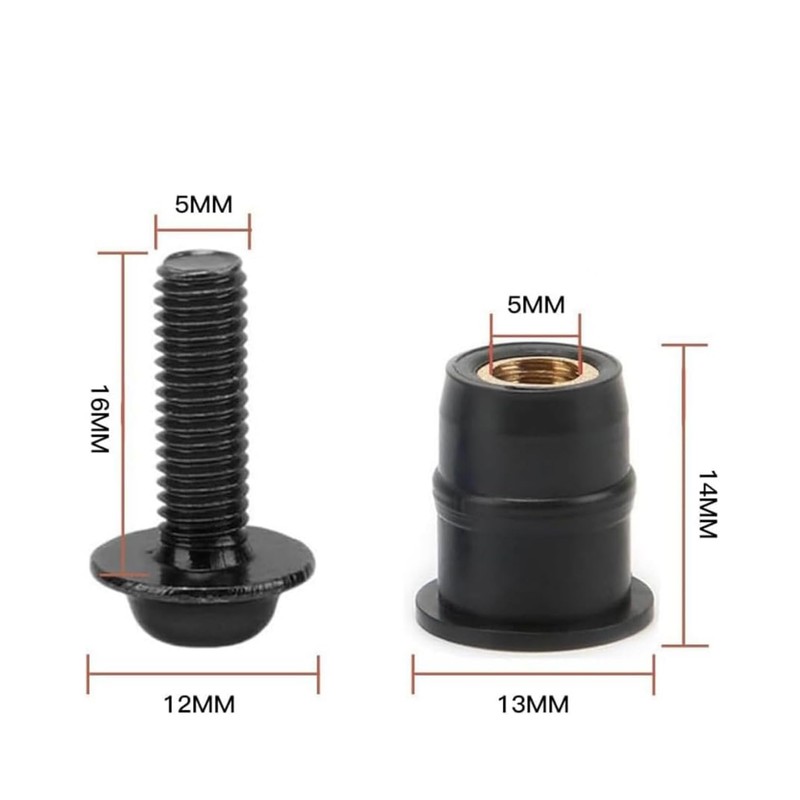 Screen Bolts Wellnut M5 Set of 10 5mm Bolts with