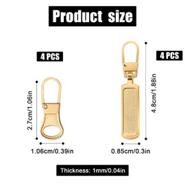 8pcs Zipper Pull Replacement, Detachable Zipper Pull Practical Metal Zipper Pull Tabs Zipper Pull Cord Extender for Jackets Jeans Wallets (Golden)
