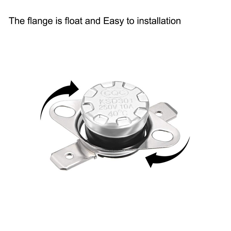 uxcell KSD301 Thermostat 40°C/104°F 10A Normally Closed N.C Adjust Snap