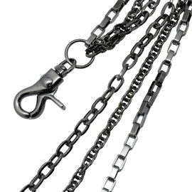 UNIQSUM Slim Triple wallet chain Swivel Trigger snap Lightweight Biker Key chain (Gun-metal)