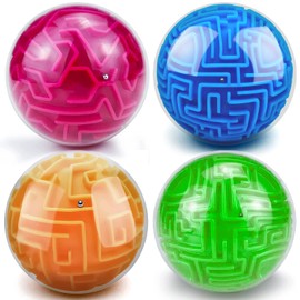 YongnKids Maze Ball Game | Puzzle Ball for Kids 4 Pcs Set Challenge Brain Mind Games, 3D Puzzle Labyrinth Ball Games for Kids and Adults, Brain Teaser Maze Puzzle Ball Toys for Party Favours Travel