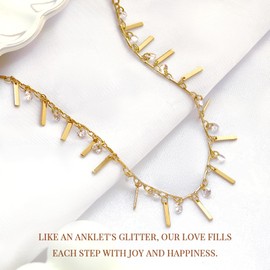 SADKISS 14K Gold Anklets for Women,Large Ankle Bracelets for Women Waterproof Anklet,Gem Beach Resort Bohemian Style Adjustable Anklet for Women(8''+2.5'' Widened Version)