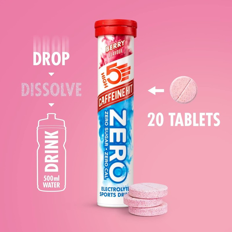 HIGH5 ZERO Caffeine Hit ElectrolyteTablets, Hydration Tablets Enhanced with Vitamin