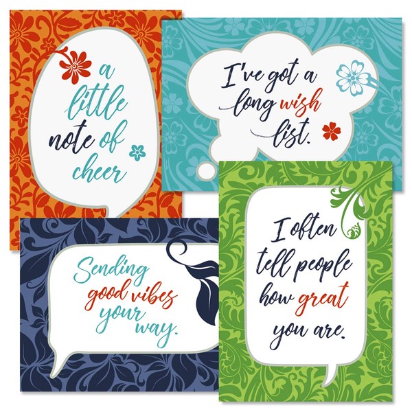 Checking in Friendship Greeting Cards - Set of 8 (4 Designs), Large 5" x 7", Thinking of You Cards with Sentiments Inside, White Envelopes