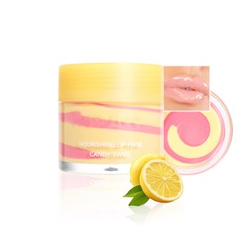 Easilydays Lip Plumper Nourishing Flavor Lip Mask, Candy Swirl Nourishing Balm Hydrating, Firming, Soft, Smooth Moisturizing For Women Lip Lines, Dry Lips, Overnight Lip Sleeping Mask, Vegan, 01#Lemon