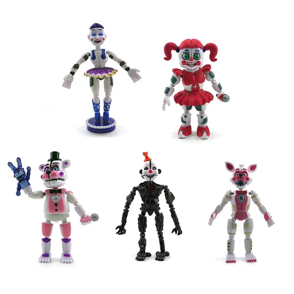 New Set of 5 Inspired FNAF Sister Location Figures Action Figures Toys Toys Gift Set 6 Inch (Funtime Freddy, Circus Baby, Enard, Belora, Funtime Foxy)