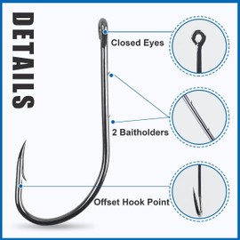 Bait Holder Fishing Hooks, 100 Pieces Spiked Shank Beak Long Shank High Carbon Steel Bait Holder Hooks with 2 Barbs Bait Holder Jig Hooks for Saltwater Freshwater Fishing (5/0-100pcs)
