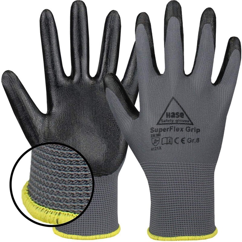 10 Pairs Rabbit Safety Superflex Grip Nitrile Work Gloves, Non-Slip