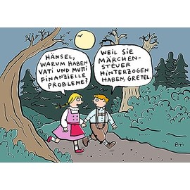 Inkognito Postcard, motif: "Märchensteuer", artist: Bettina Schipping, item number: 18514, by Berliner Verlag