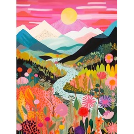 ColourMost`s Original Paint by Numbers Kit –Colorful Mountains #3 (16"x20" / 40x50cm) Includes Paints, Canvas, and Brushes (Unframed Canvas)