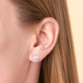 LUXLAB DIAMONDS .925 Sterling Silver Rhodium Plated 4.00 Carat Moissanite Stud Earrings for Women - Elegant Solitaire Design Sterling Silver Earrings, Hypoallergenic Sparkling Moissanite Jewelry