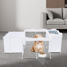 Small Dog Fence, Upgrade One Room One Bathroom Doggy Playpen, Indoor Puppy Fence for Homes, Pet Hospitals, Pet Training Centers(64.96 * 43.7 * 18.5in)