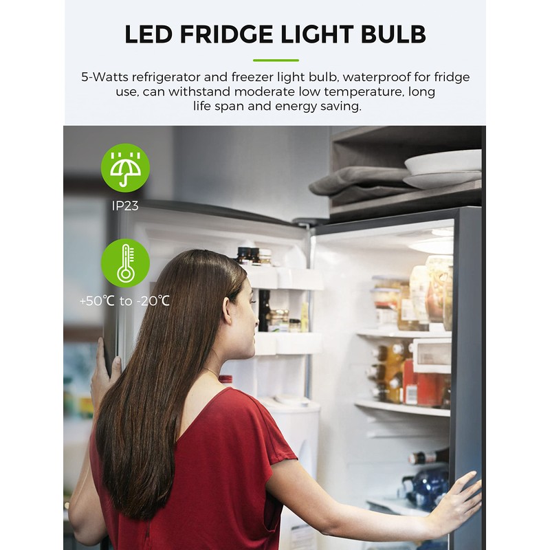 L LOHAS LED Refrigerator Light Bulb, 40W Equivalent 120V A15