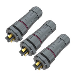 AOHUA Waterproof Connector IP68 Outdoor Electrical plug, Cable Range 8.0-12.0 mm, Field Installable, UL Certification (Black)(3-Pack)