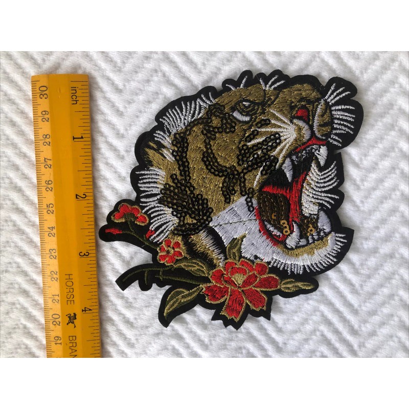 Unbranded 3D Roaring GG Designer Style Tiger Sequin Iron On